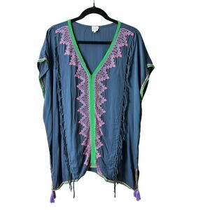 Surf Gypsy Beach Cover Up Top Embroideray Size  Small